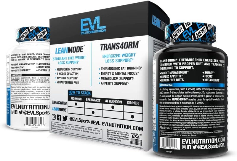 Evlution EVL Weight Loss Support Stack  Trans4orm Thermogenic Fat Burner  Metabolism Support Pills with Green Coffee Bean Extract and Forskolin Plus LeanMode NonStimulant - Image 3