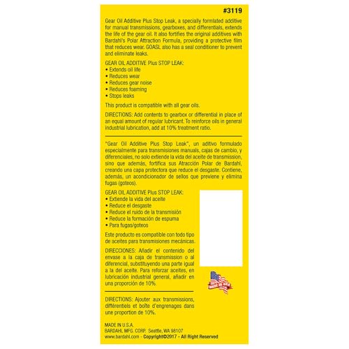 Bardahl 3119 Gear Oil Additive + StopLeak - Extreme Pressure Lubricant Extends Gear Life and Stops Leaks by Conditioning Seals - 8 oz. (Pack of 1) - Image 3