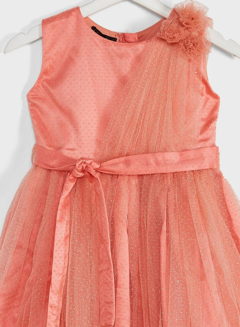 Little Golden Apple Tulle Overlay Dress