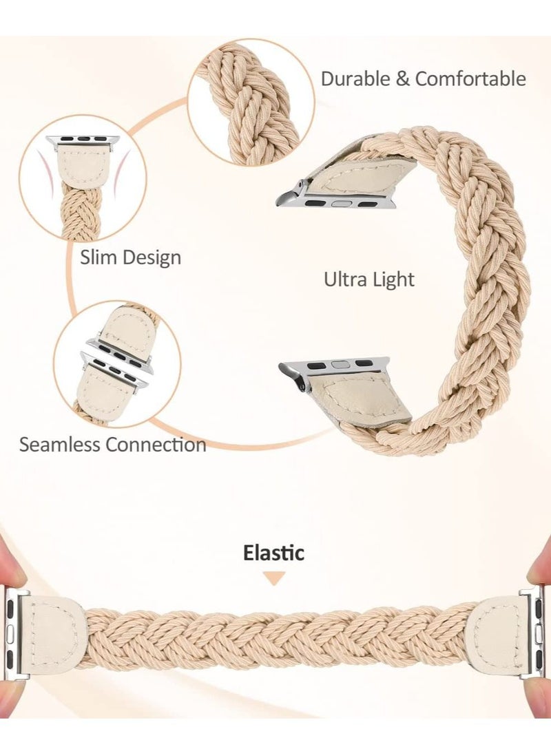 Excefore Compatible with Apple Watch Bands 38mm Slim Elastic Braided Women Solo Loop Strap Wristband Stretchy Woven Replacement Bracelet Accessories for iWatch Series SE 7 6 5 4 3 2 1 - Image 5