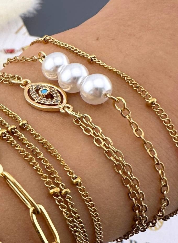 كاف كريشنس كاف كريشنز سوار ستانلس ستيل مطلي بالذهب عيار 18 للنساء والفتيات، شدة، 16&16+5 سم، طول 2 قطعة، مقاوم للماء، لا يسبب الحساسية، يدوم طويلاً ولا يفقد بريقه. - Image 2