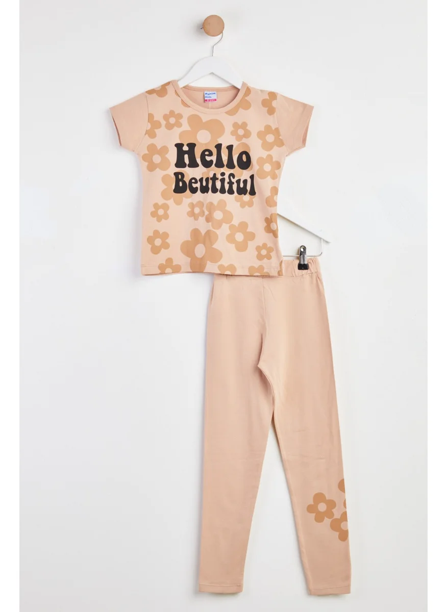 Tofisa Girls Beige Printed Two Piece Set - 25107