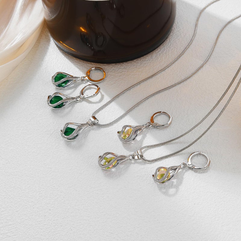 IFKM Silver Jewelry Sets for Women Rhinestone Crystal CZ Bridal Bridesmaid Accessories Necklace Earrings set for Wedding Prom Anniversary Birthday Gifts - Image 3