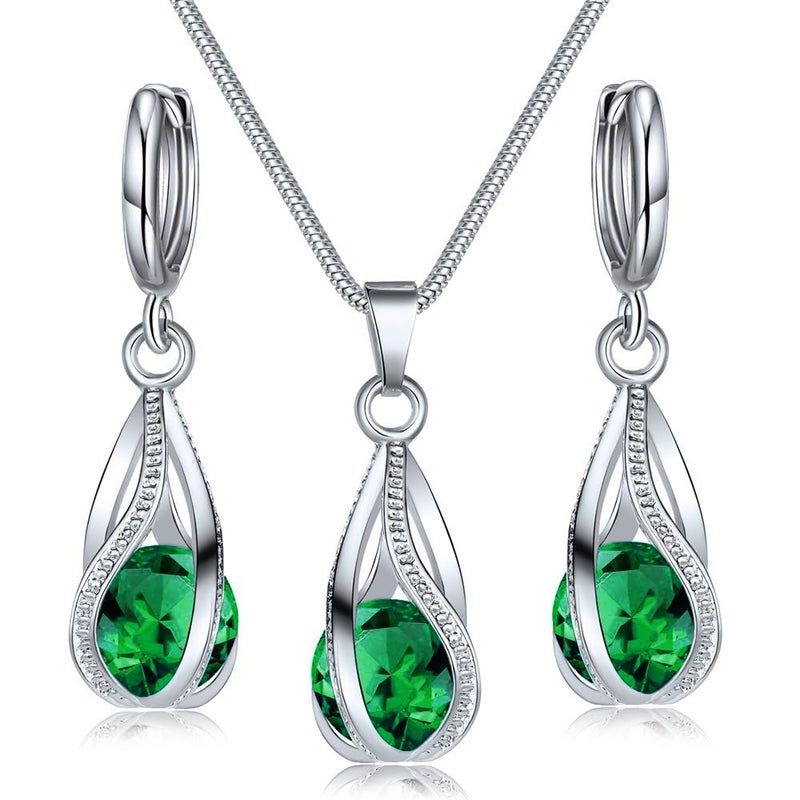 IFKM Silver Jewelry Sets for Women Rhinestone Crystal CZ Bridal Bridesmaid Accessories Necklace Earrings set for Wedding Prom Anniversary Birthday Gifts - Image 1