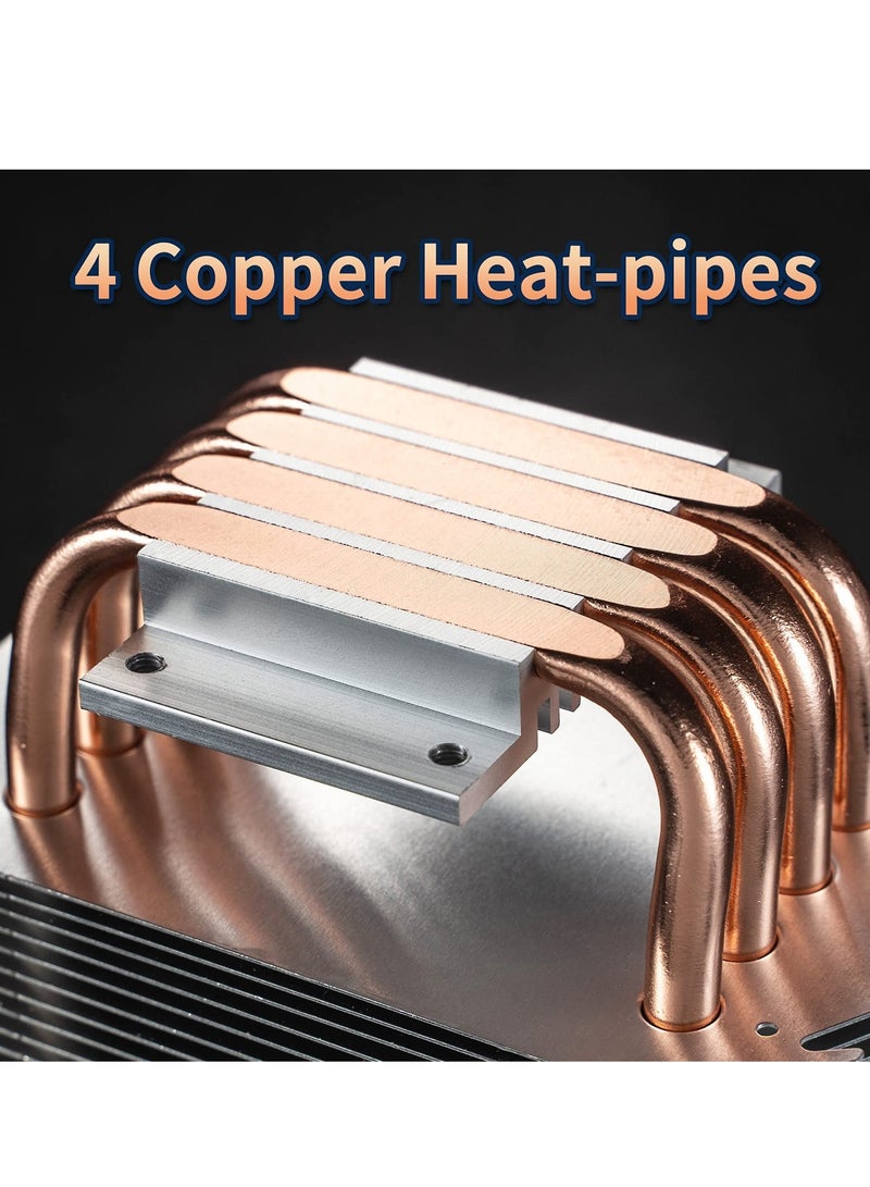 Loquat CPU Air Cooler, CR1400 RGB 4 Heat-Pipes, 126mm Fan, Removable 92mm PWM Fans, ARGB Light Sync with Motherboard, 5V 4-pin for AMD Ryzen/Intel LGA 1700 115X, Black - Image 4