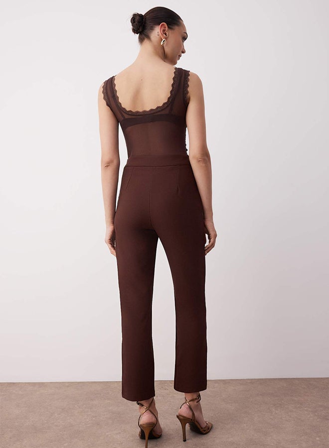 trendyol Brown Straight Woven Finike Stylish/Night Pants - Image 4