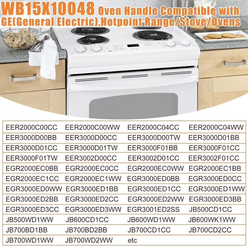 Tomato Man مقبض فرن محسن من طراز WB15X10048، متوافق مع مقابض أفران GE Hotpoint، أجزاء ��قابض أفران General Electric باللون الأبيض رقم AP2021197، JGBP30WEA1WW، JBP24WB4WW، مزود بمسامير. - Image 5