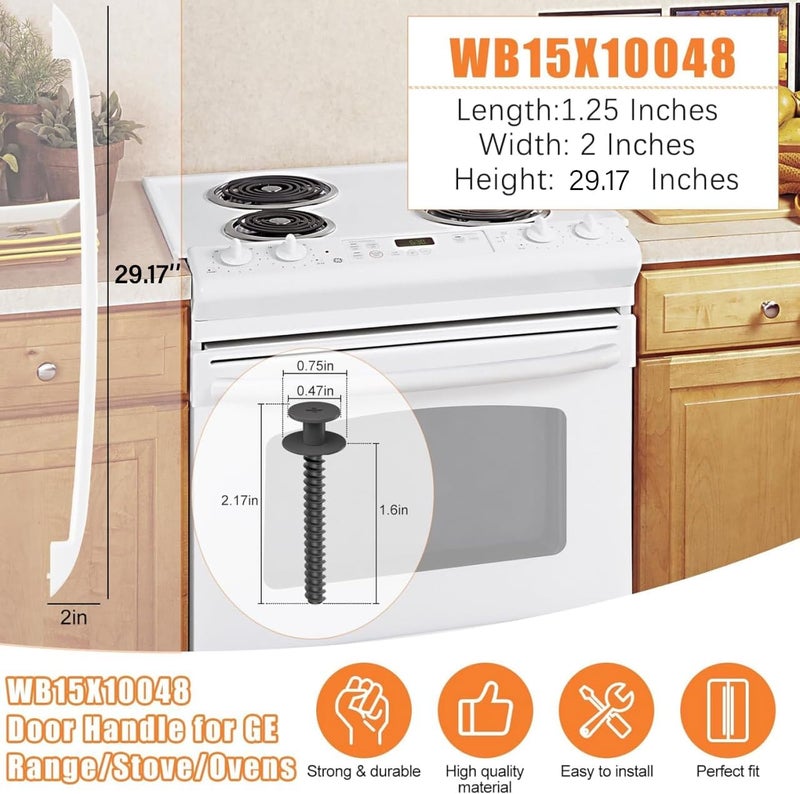 Tomato Man مقبض فرن محسن من طراز WB15X10048، متوافق مع مقابض أفران GE Hotpoint، أجزاء ��قابض أفران General Electric باللون الأبيض رقم AP2021197، JGBP30WEA1WW، JBP24WB4WW، مزود بمسامير. - Image 4