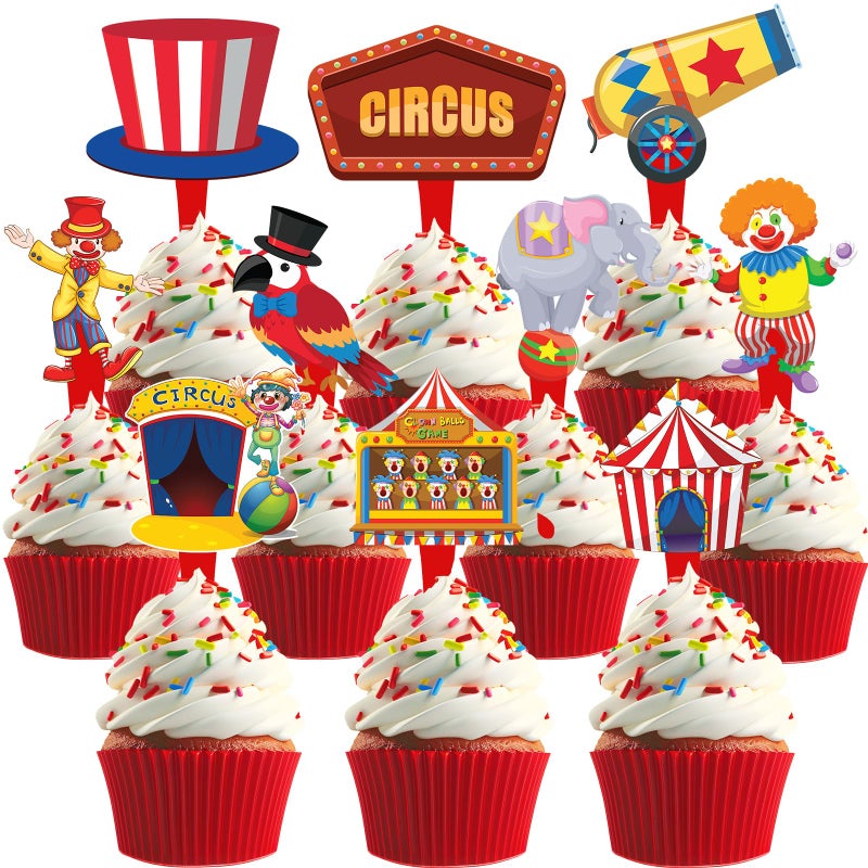 HaPiBiDesign 40 Pcs Circus Toppers Carnival Circus Party Decorations Perfect for Cupcake Cake Baby Shower - Image 2