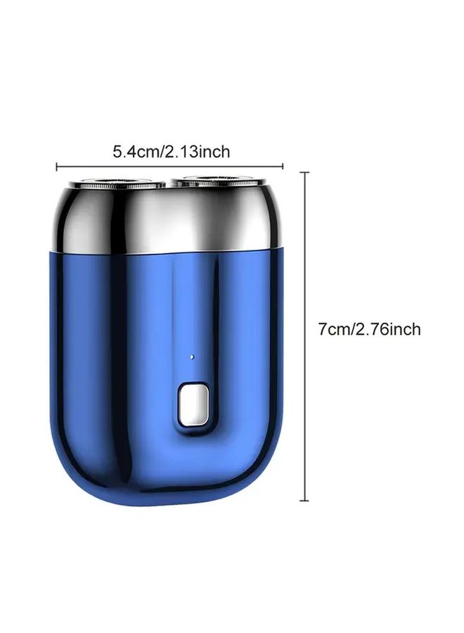 رجال ماكينة حلاقة كهربائية زرقاء قابلة لإعادة الشحن عبر USB C ماكينة حلاقة صغيرة برؤوس قابلة للفصل ماكينة حلاقة محمولة للجيب تشغيل بضغطة واحدة استخدام جاف ورطب للسفر حساسة بيج فاتح للعناية - Image 4