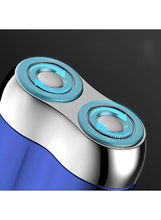 رجال ماكينة حلاقة كهربائية زرقاء قابلة لإعادة الشحن عبر USB C ماكينة حلاقة صغيرة برؤوس قابلة للفصل ماكينة حلاقة محمولة للجيب تشغيل بضغطة واحدة استخدام جاف ورطب للسفر حساسة بيج فاتح للعناية - Image 5