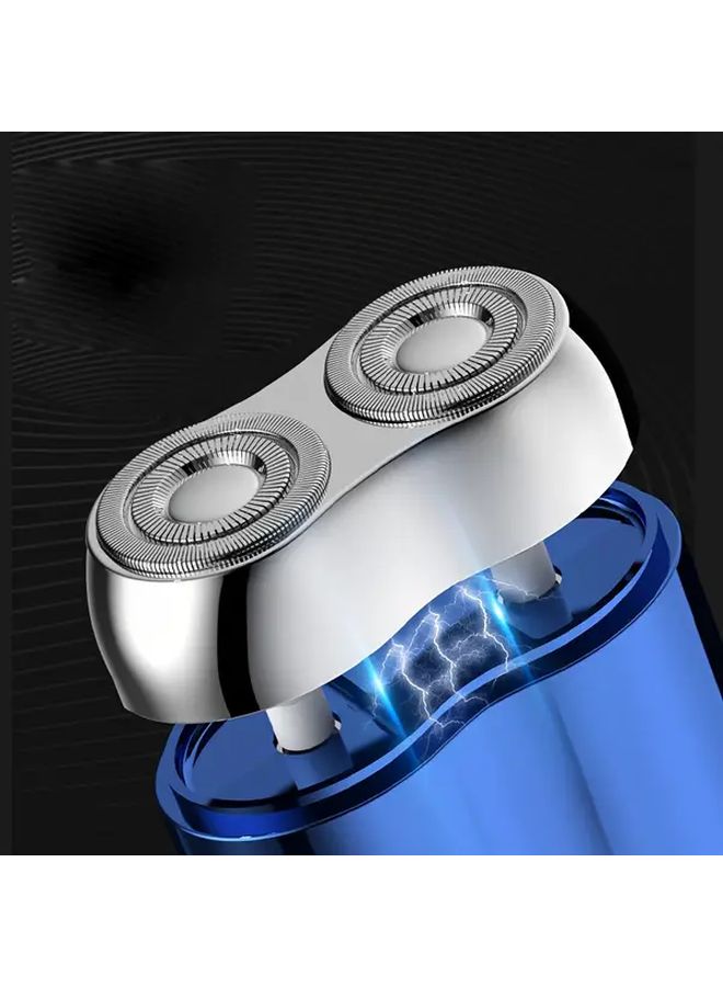 رجال ماكينة حلاقة كهربائية زرقاء قابلة لإعادة الشحن عبر USB C ماكينة حلاقة صغيرة برؤوس قابلة للفصل ماكينة حلاقة محمولة للجيب تشغيل بضغطة واحدة استخدام جاف ورطب للسفر حساسة بيج فاتح للعناية - Image 3