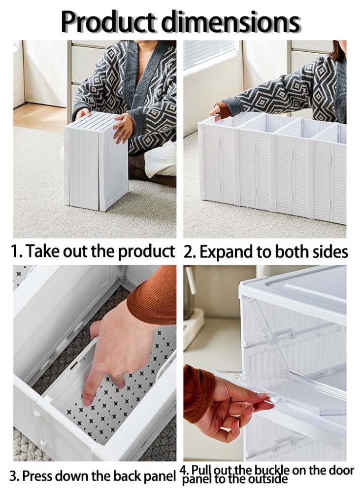 WOLFATION FOR YOU 6 Tier Foldable Shoe Storage Boxes – Stackable Collapsible Clear Plastic Shoebox Organizers with Thickened ABS Construction, Translucent Gray Visible Design, Space Saving Sneaker Container for Closet, Multi-Functional for Toys, Books & Tools - Image 4