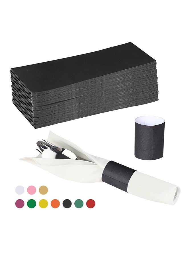 Peachjoy Napkin Bands,Paper Napkin Rings Self Adhesive,Silverware Wraps Bands (Black - 500pcs) - Image 1
