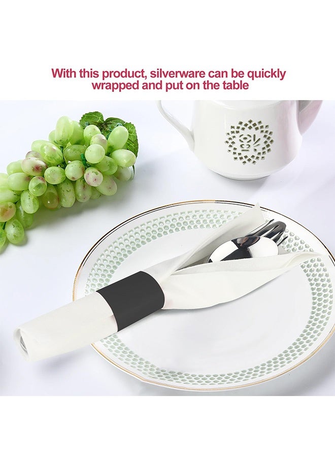 Peachjoy Napkin Bands,Paper Napkin Rings Self Adhesive,Silverware Wraps Bands (Black - 500pcs) - Image 4