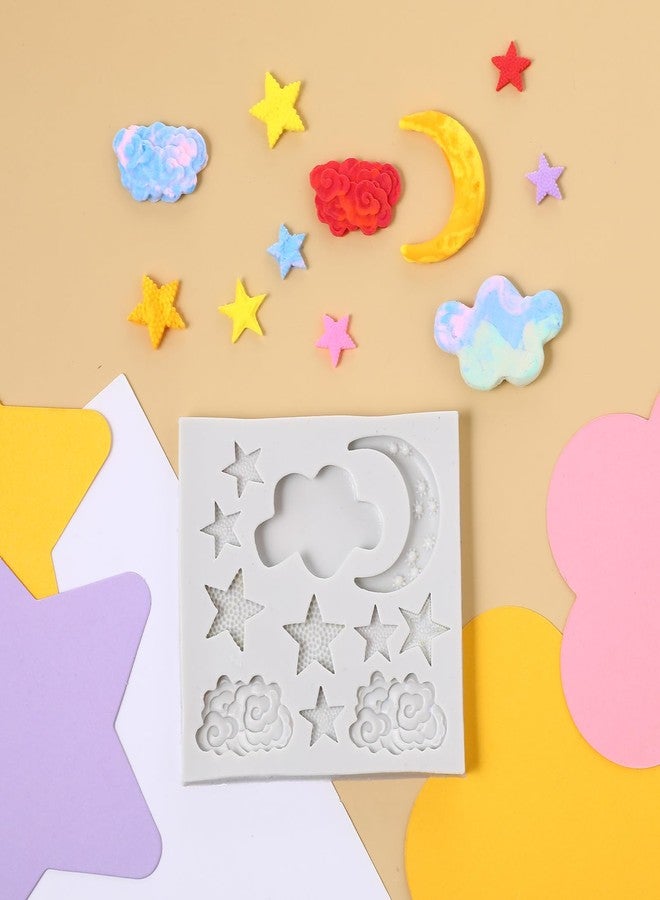 Gtziqa 1 Pc Chocolate Molds Silicone, Star Moon and Cloud Shapes Silicone Mold, Cute Candy Making Mold for Fondant, Candy, Cake Decorating, DIY Baking Making Supplies (Grey) - Image 2