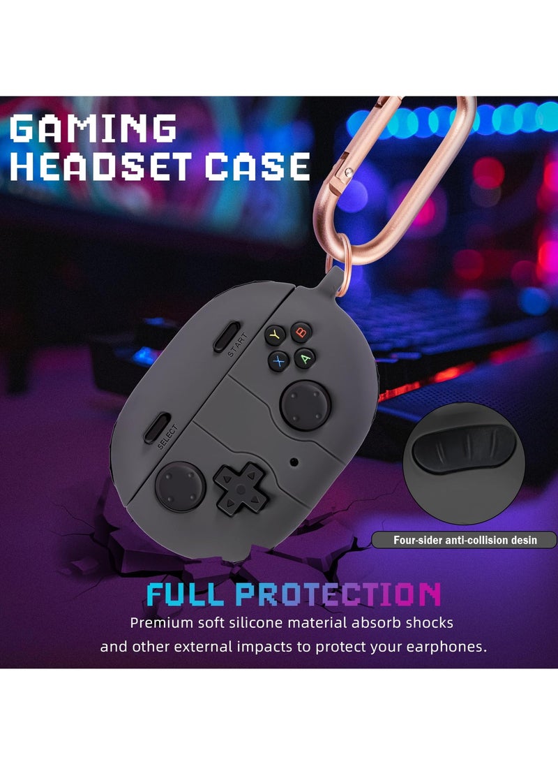 SYOSI Silicone Case for Beats Studio Buds+ (2023) / Beats Studio Buds (2021), Retro Design Protective Cover with Keychain, Anti-Lost Shockproof Case, Black - Image 3