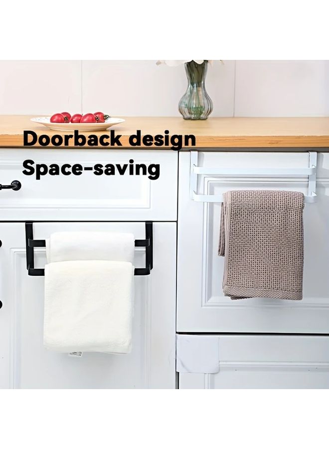 Black Steel Double Towel Rack For Kitchen Cabinet And Bathroom Door - Image 2