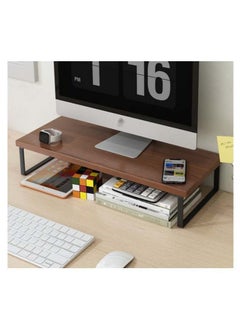 ARNOTEC Wooden monitor stand, office home, desktop storage rack, suitable for laptops, desktop computers, iMac, (50x20x9cm  walnut color)  - Image 2