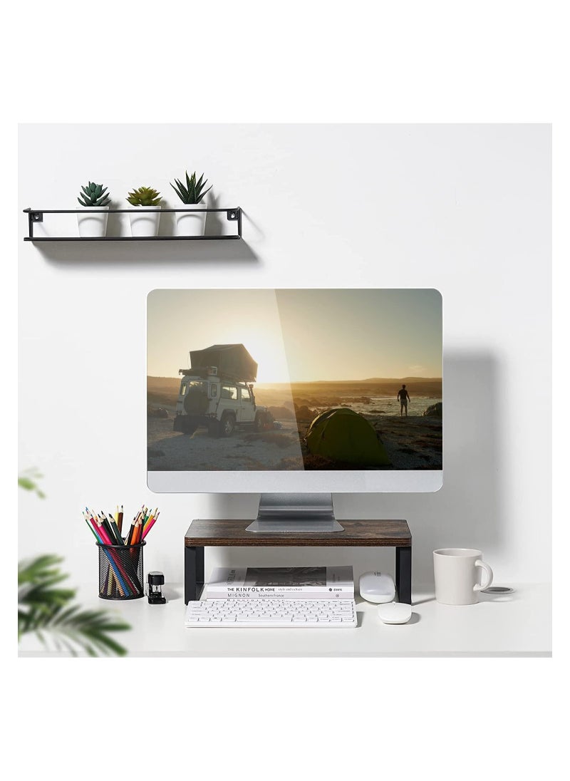ARNOTEC Wooden monitor stand, office home, desktop storage rack, suitable for laptops, desktop computers, iMac, (50x20x9cm  walnut color)  - Image 3