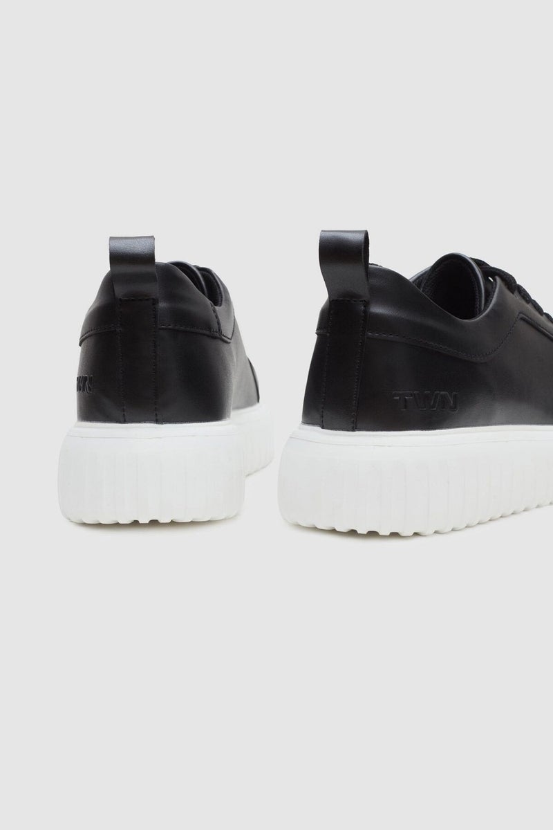 twn Black Thick White Sole Lace-Up Sneaker Shoes 3EC09ORT0381  - Image 3