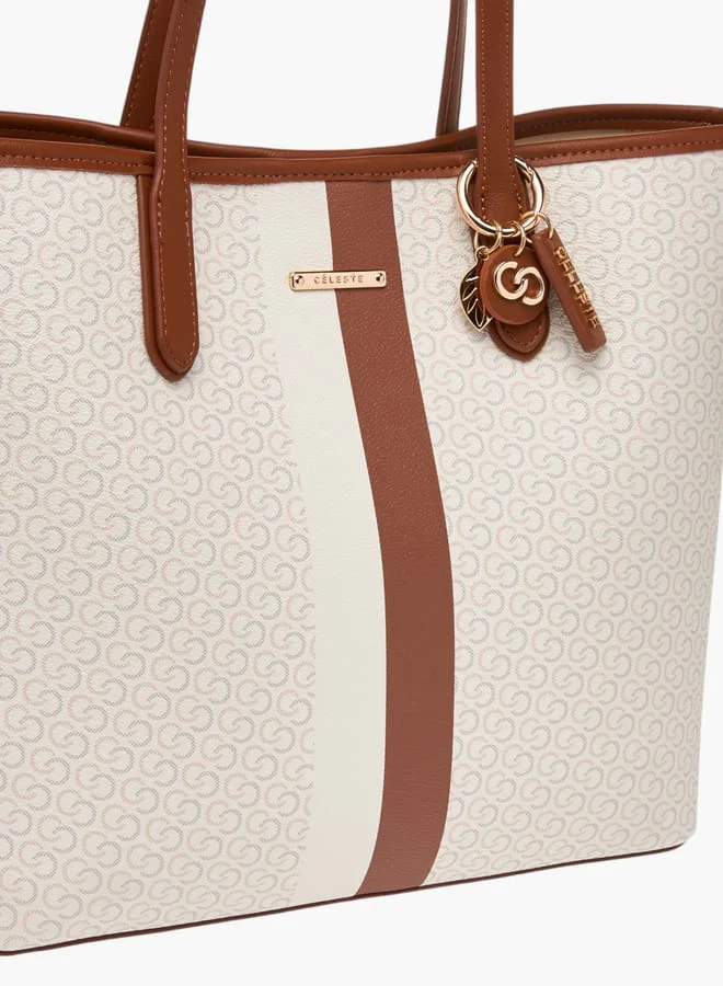 سيليست Womens Monogram Print Tote Bag And Crossbody Bag Set