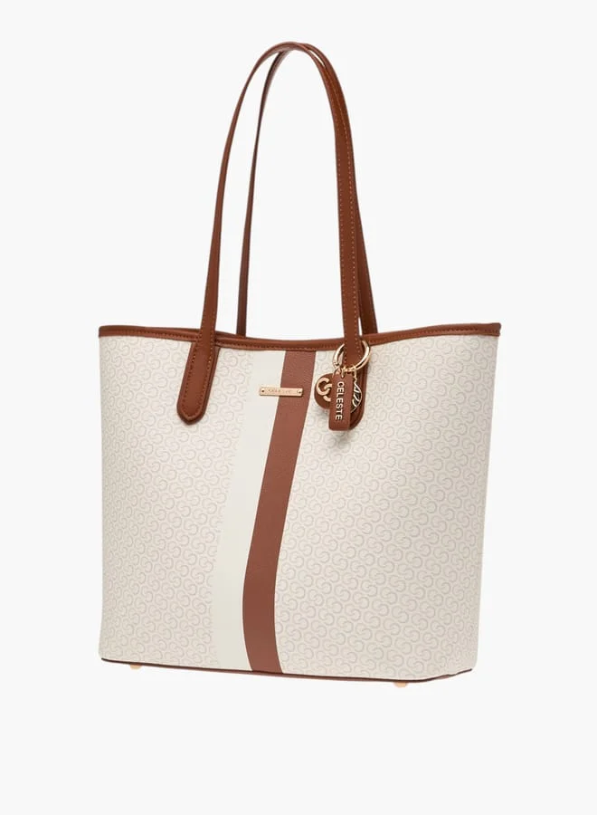 سيليست Womens Monogram Print Tote Bag And Crossbody Bag Set