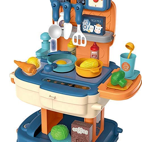 LONGMIRE Luxury Kitchen Set Cooking Toy with Briefcase and Accessories (School Bag Kitchen Set Blue) - Image 2