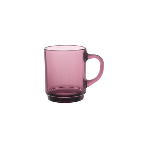 Duralex® Versailles Plum (Purple) Tempered Glass Mugs | 260ml Set of 6 | Ultra-Resistant, Stackable Coffee & Tea Mugs | Microwave & Dishwasher Safe | Giftable Mug Set - Image 1