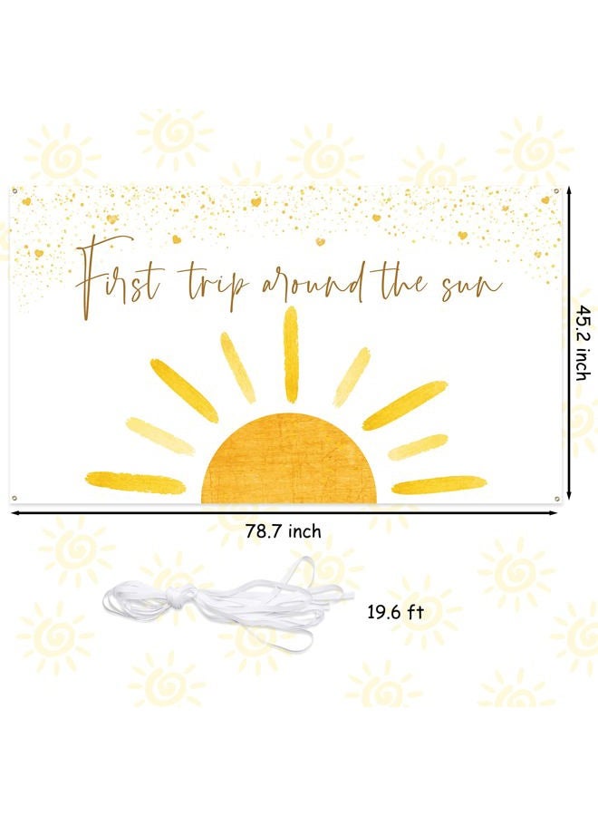 OSNIE Boho First Trip Around The Sun First Birthday Photography Backdrop Banner Muted Sunrise Wall Hanging Decor Sun Theme 1st Birthday Party Photo Background Decoration Supplies for Boys Girls - Image 2