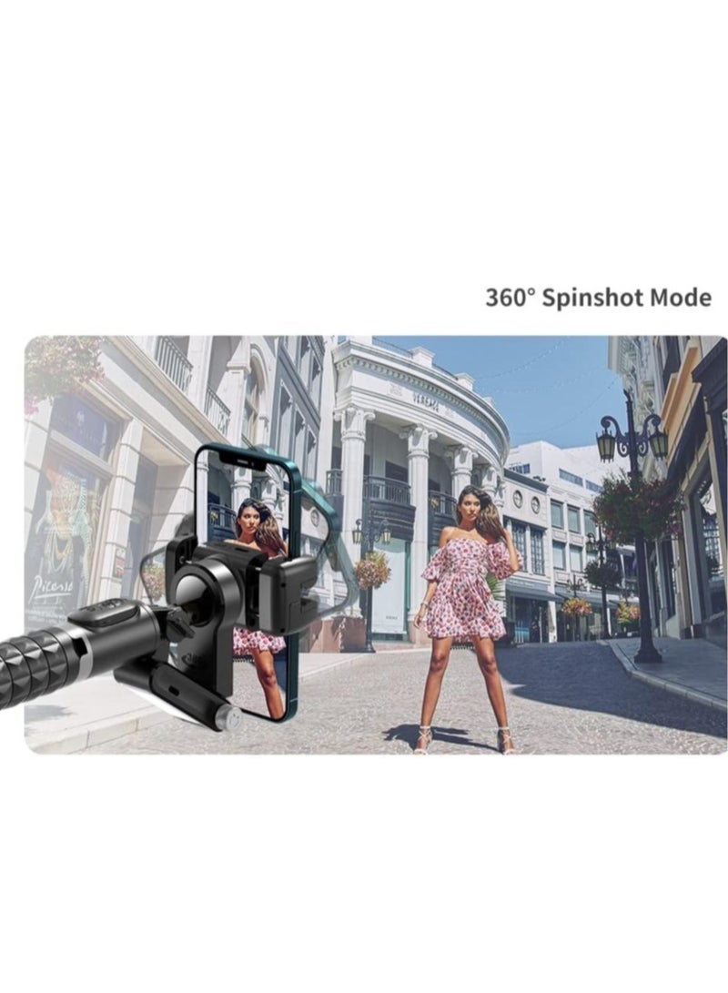 Gimbal Stabilizer Tripod for smartphones with light handheld or portable 360° rotation with face tracker and wireless remote control compatible with iPhone and Android