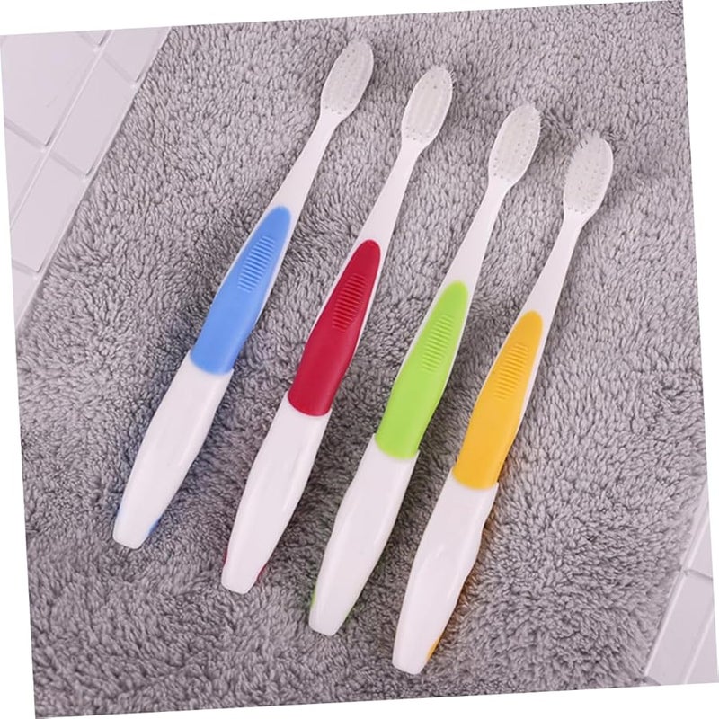 4Pcs Soft Bristle Kids Toothbrushes With Slip Handle For Oral Care Colors Green Blue Yellow Red - Image 5