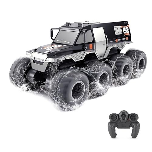 GoolRC Amphibious Remote Control Car 8WD RC Cars 24GHz Remote Control Boat Waterproof Off Road RC Monster Truck All Terrains Electric Armored Vehicle Crawler for Adults Black - Image 1
