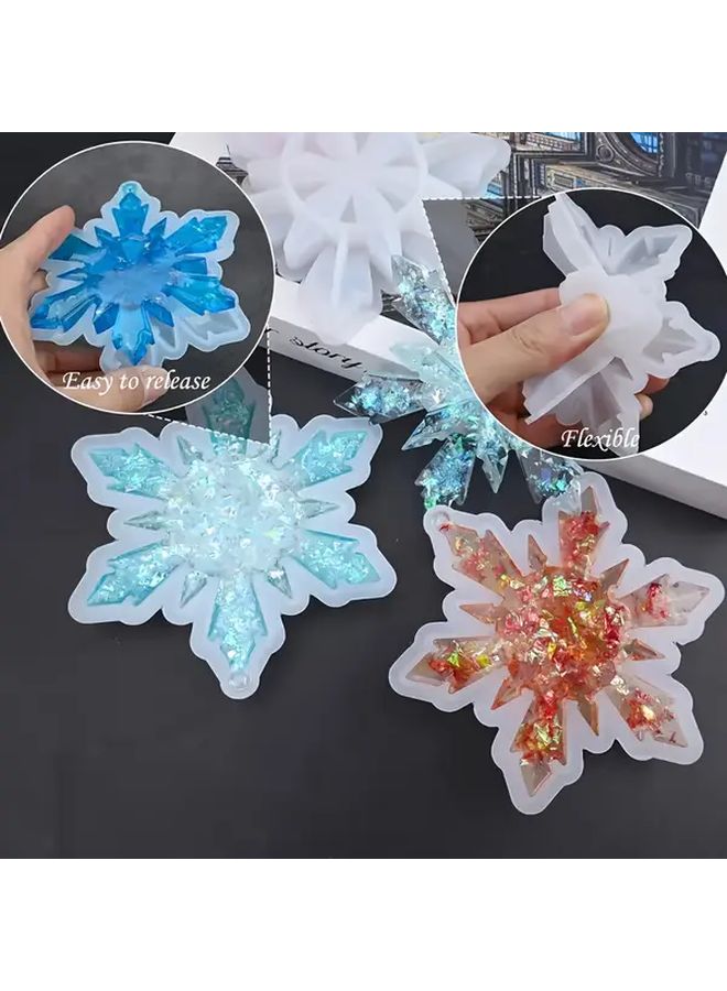 2pcs Large Snowflake Silicone Molds Flexible Easy Demold DIY  Winter Decoration - Image 2
