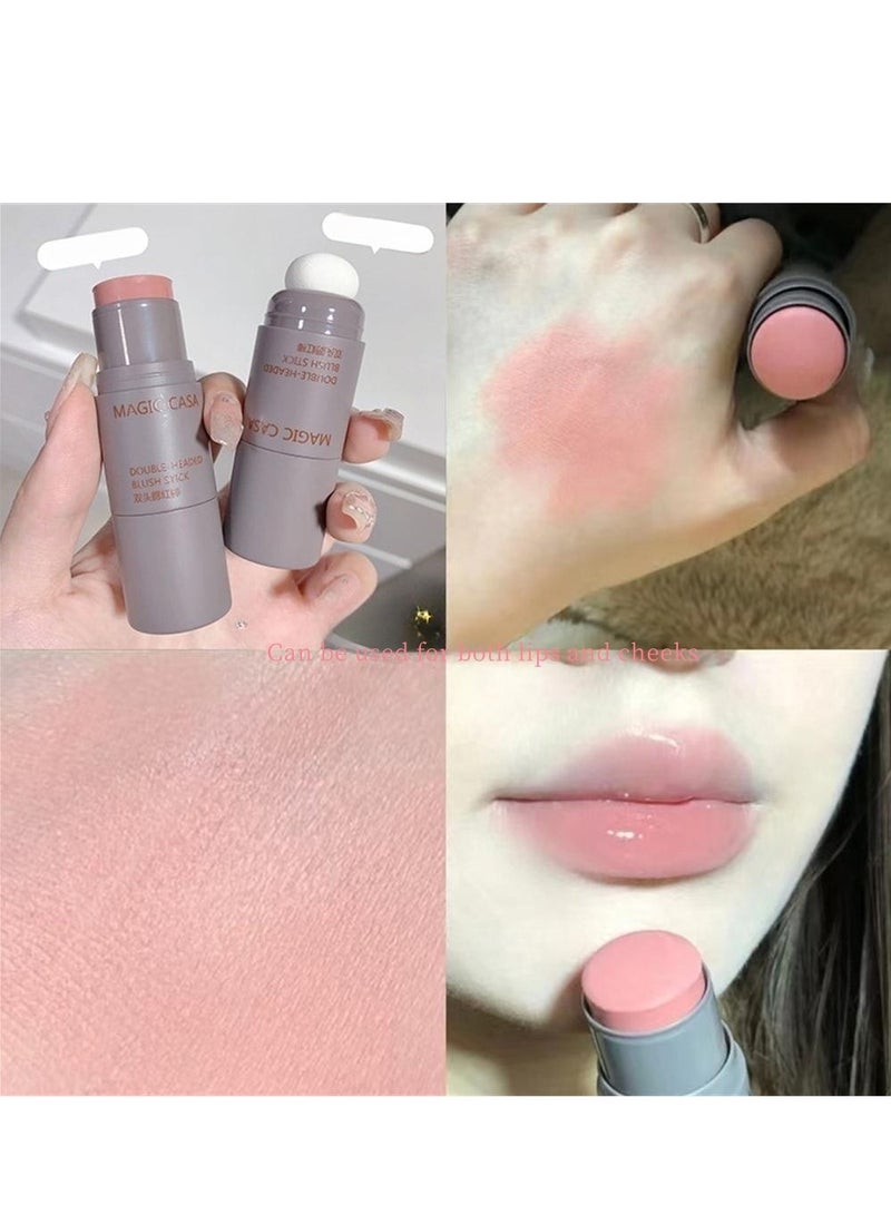 KASTWAVE Cheek Blush Stick, Dual-ended Blush Stick With Sponge, Cream Contour Stick, 3-in-1 Cheek Blush & Lip Tint & Eyeshadow Moisturizing Lightweight Multi-Stick Blush, Natural And Long-lasting - Image 4