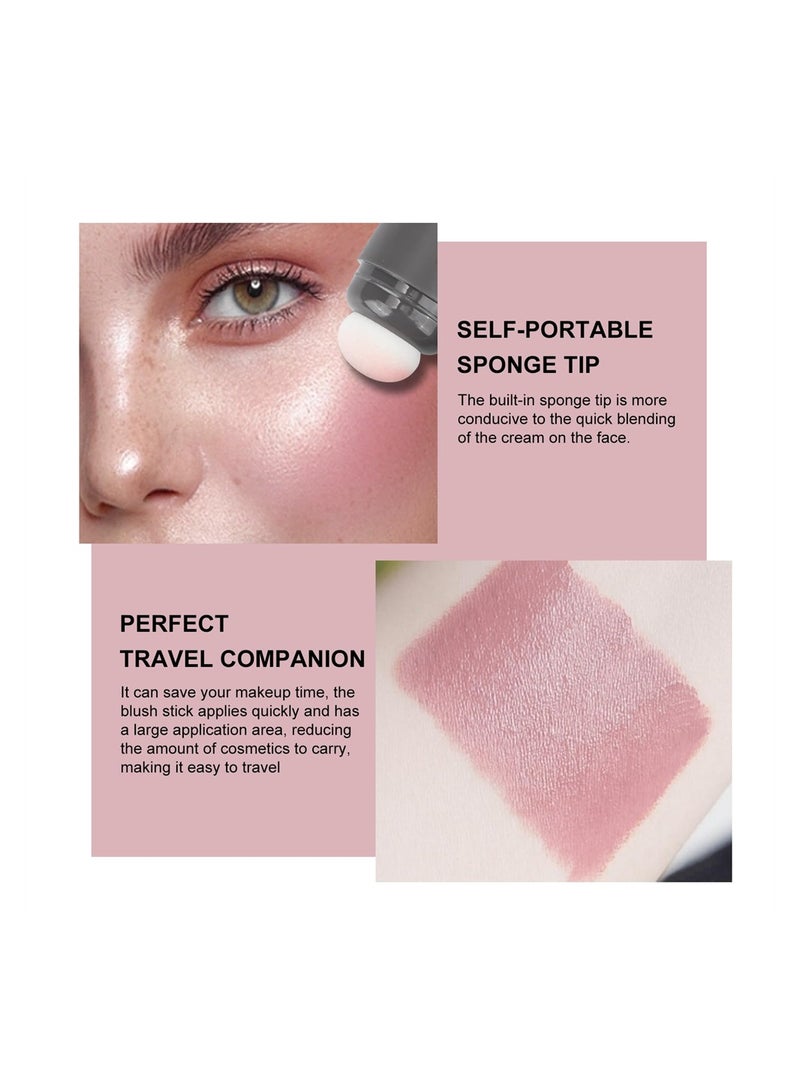 KASTWAVE Cheek Blush Stick, Dual-ended Blush Stick With Sponge, Cream Contour Stick, 3-in-1 Cheek Blush & Lip Tint & Eyeshadow Moisturizing Lightweight Multi-Stick Blush, Natural And Long-lasting - Image 3