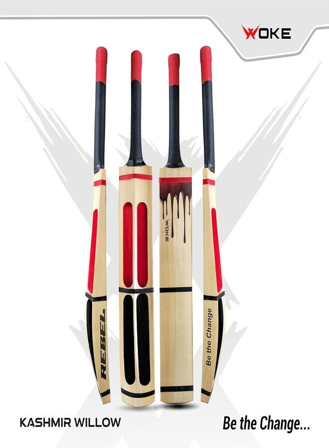 Woke Rebel Premium Kashmir Willow Scoop Cricket Bat, 34 X 4.5 Inches, Full Size, Suitable for Soft/Hard Tennis Cricket Ball, for Kids/Junior/Senior/Boys/Girls & Adults - Image 2