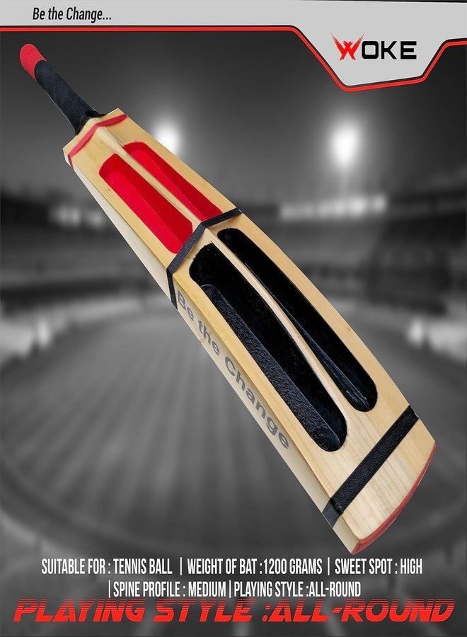 Woke Rebel Premium Kashmir Willow Scoop Cricket Bat, 34 X 4.5 Inches, Full Size, Suitable for Soft/Hard Tennis Cricket Ball, for Kids/Junior/Senior/Boys/Girls & Adults - Image 4