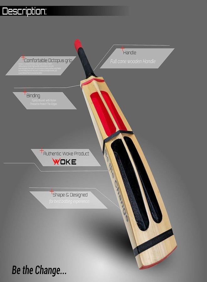 Woke Rebel Premium Kashmir Willow Scoop Cricket Bat, 34 X 4.5 Inches, Full Size, Suitable for Soft/Hard Tennis Cricket Ball, for Kids/Junior/Senior/Boys/Girls & Adults - Image 5