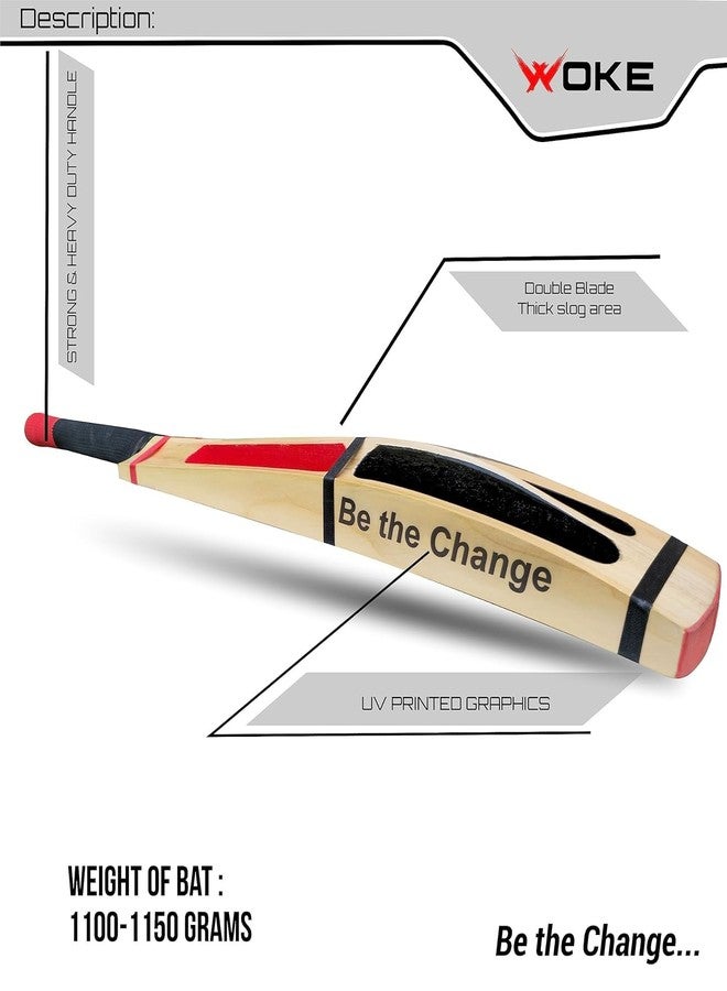 Woke Rebel Premium Kashmir Willow Scoop Cricket Bat, 34 X 4.5 Inches, Full Size, Suitable for Soft/Hard Tennis Cricket Ball, for Kids/Junior/Senior/Boys/Girls & Adults - Image 3