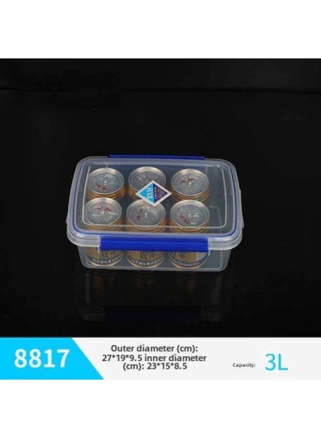 Kitchen Refrigerator Commercial Food Grade Transparent Plastic Fresh-keeping Box Freezing Sealed Storage Box Hotel Special Large Capacity-Specifications:3L 8817 Double Deduction  - Image 1