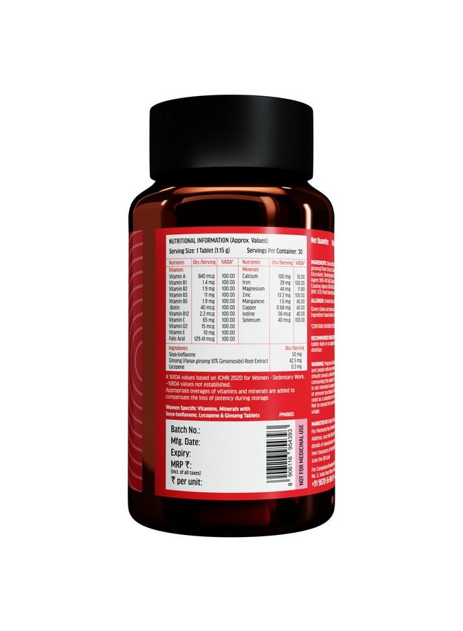 HEALTHKART هيلث كارت hk فيتالس متعدد الفيتامينات للنساء (30 قرص) | مع الزنك، فيتامين C، فيتامين D، معادن متعددة ومستخلص الجينسنغ - Image 3