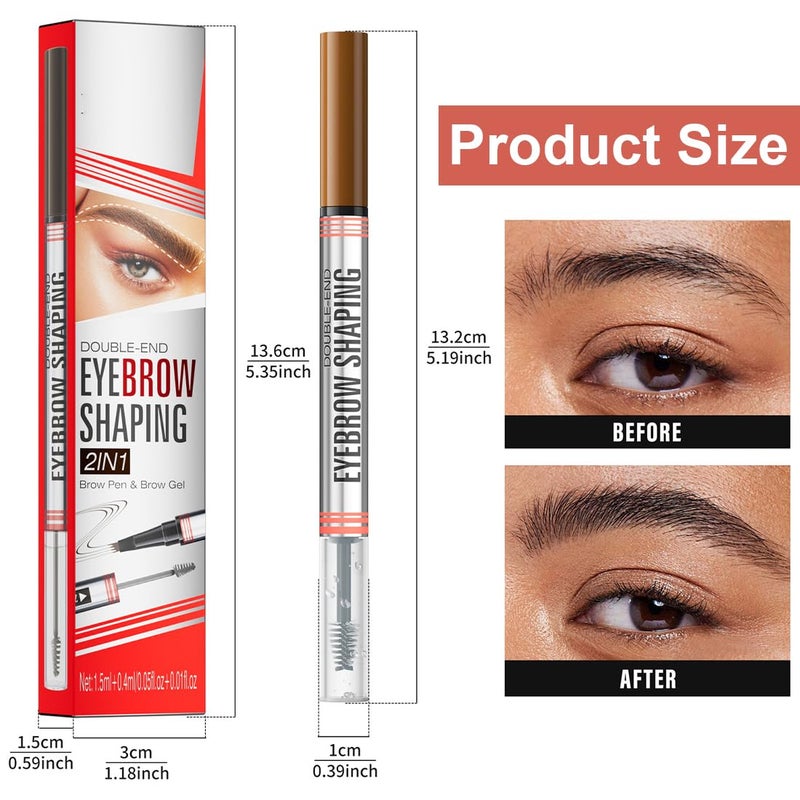 2 Pieces Microblading Waterproof Eyebrow Pencil Eyebrow Makeup Eyebrow Pencil Waterproof Gel Eyebrow Pencil Waterproof Eyebrow Pencil with 4 Fork Tips - Image 2