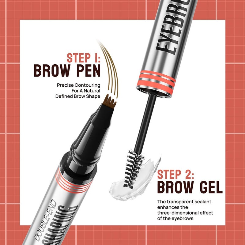 2 Pieces Microblading Waterproof Eyebrow Pencil Eyebrow Makeup Eyebrow Pencil Waterproof Gel Eyebrow Pencil Waterproof Eyebrow Pencil with 4 Fork Tips - Image 5