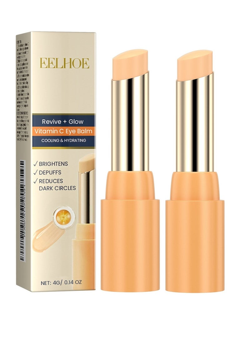 إيلهو 2 قطعة بلسم العين Revive Glow Vitamin C ، كريم مرطب للعين ، تحسين الهالات السوداء ، يضيء لون البشرة للانتفاخ ويقلل من الخطوط الدقيقة  - Image 1