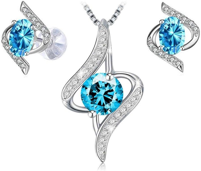 J.Rosée Swarovski Elements Crystal 18K Gold Plated 925 Sterling Silver Necklace and Studs Earrings Set - Image 1