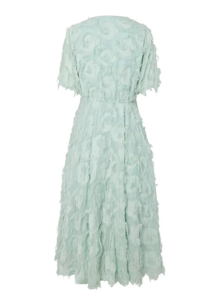 Yas PAZYLLA flattering V-neck Tiered midi dress