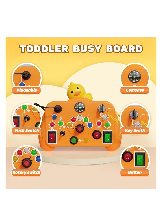 ألعاب التعلم Montessori للإضاءة LED، ألعاب تعليمية للأطفال الرضع، لوحات حسية لأنشطة التعلم التعليمية، ألعاب سفر للأولاد والبنات في عيد الميلاد، بطة صفراء - Image 2
