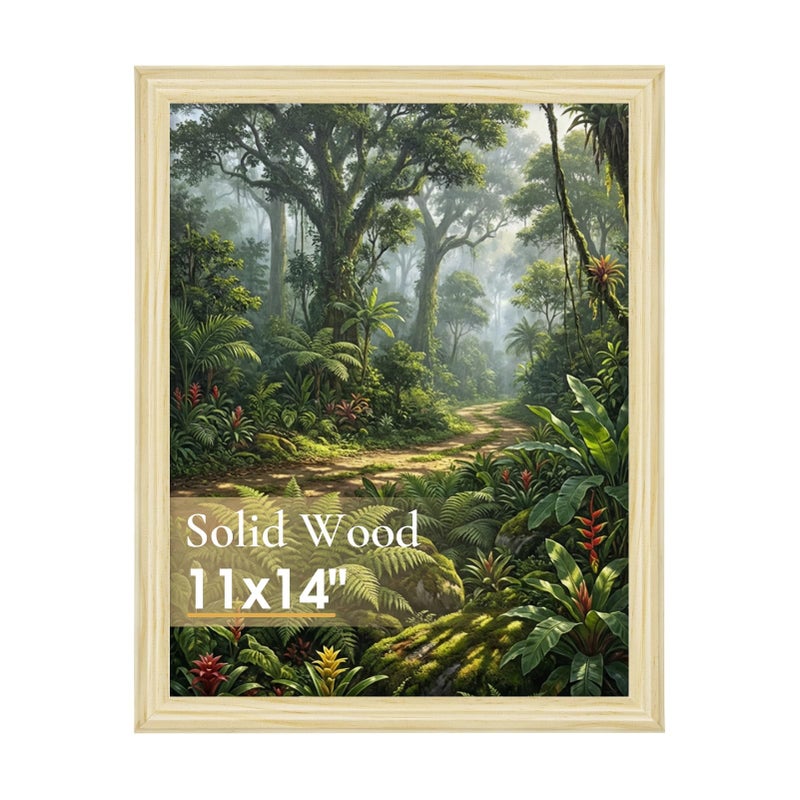 TWING 11x14 Natural Solid Wood Picture Frame - Minimalist Wall Art Frame for Home & Office Decor, Includes Wall Hanging Design, Natural Solid Wood Frame for Photos, Prints, and Wall Gallery (1 Pack) - Image 1