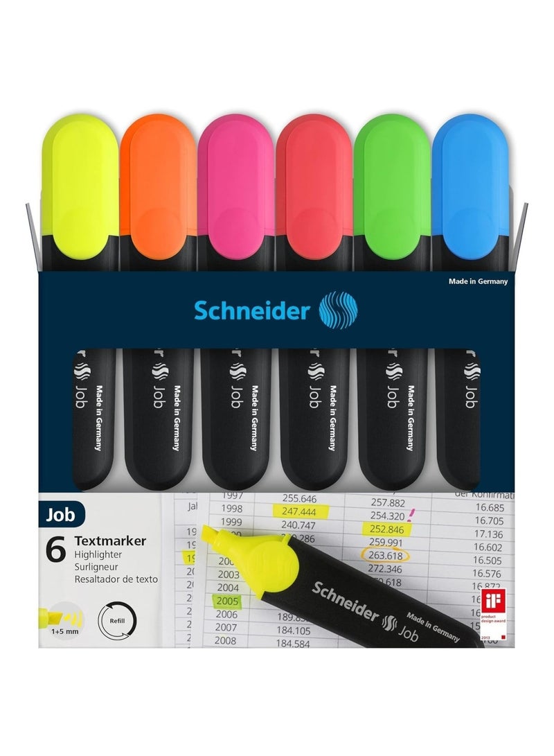 Schneider 6 قطع من أقلام التحديد الملونة الفلورية - Image 1